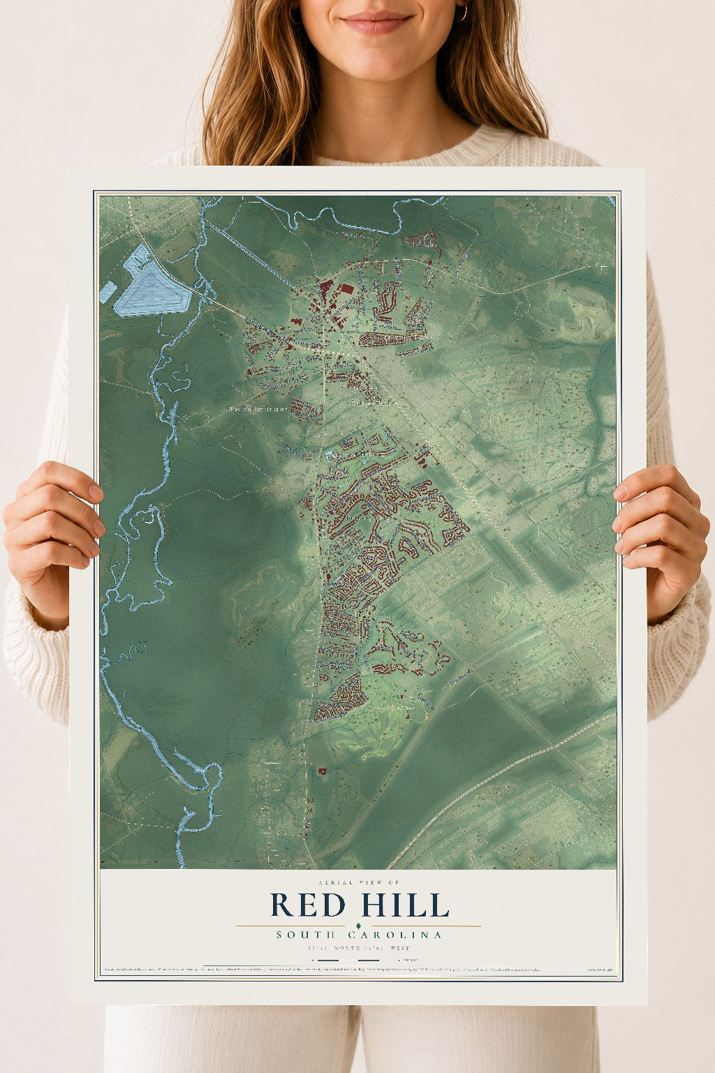 Map of Red Hill, South Carolina, 18 x 24 inch unframed archival matte print