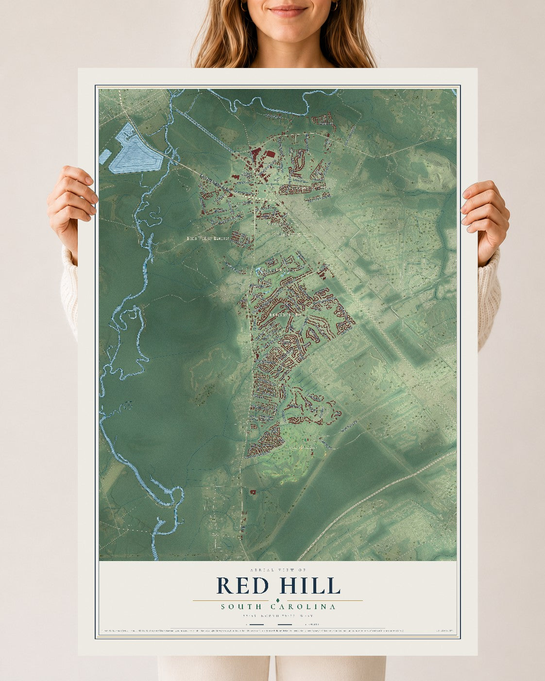 Map of Red Hill, South Carolina, 24 x 36 inch unframed archival matte print