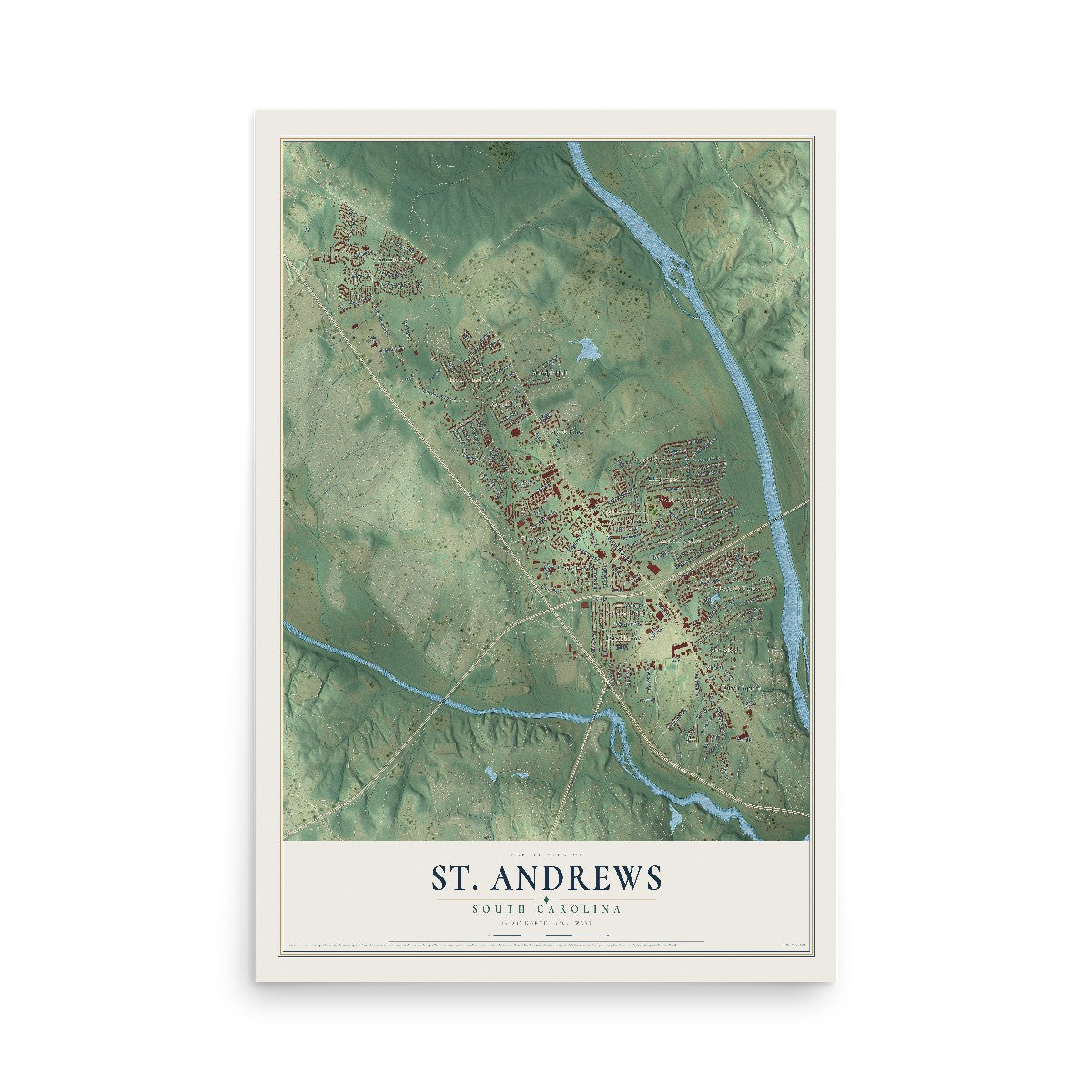 Map of St. Andrews, South Carolina, 12 x 18 inch unframed archival matte print
