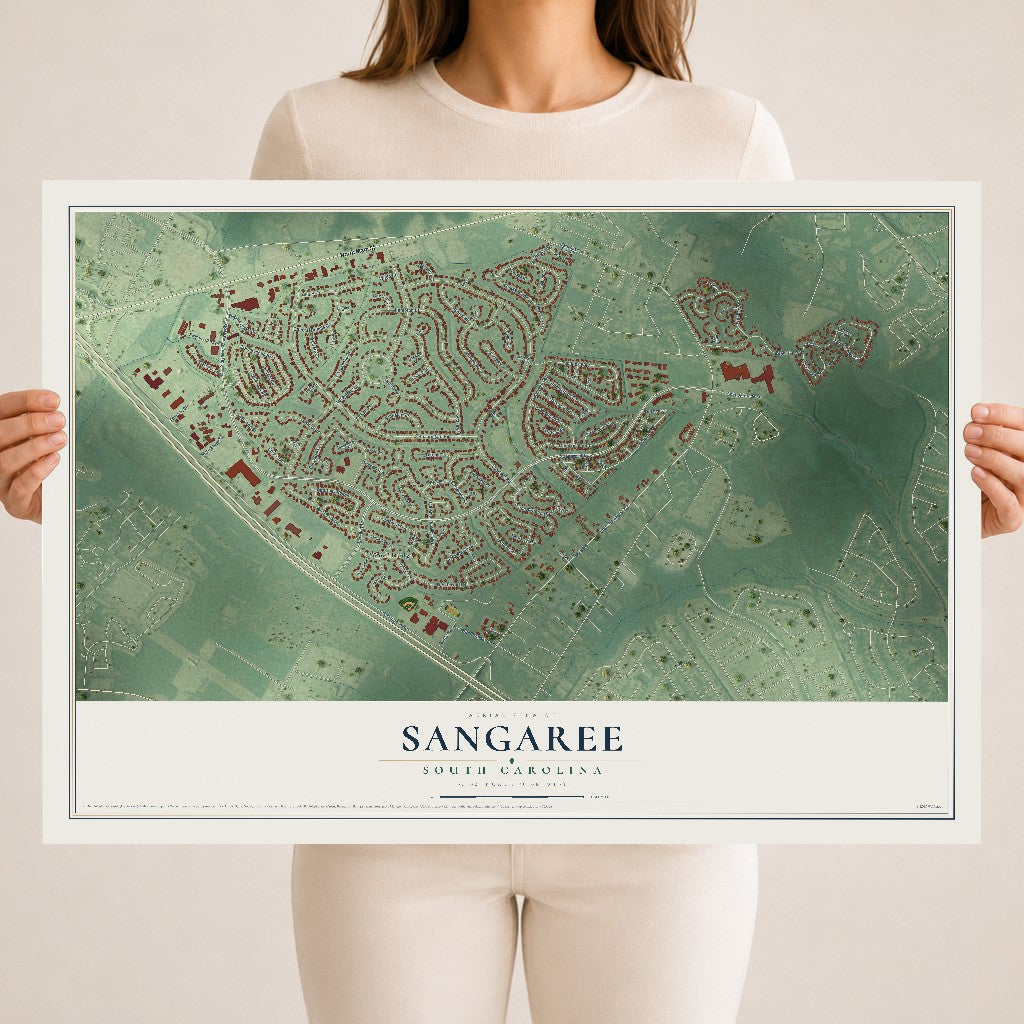Map of Sangaree, South Carolina, 18 x 24 inch unframed archival matte print
