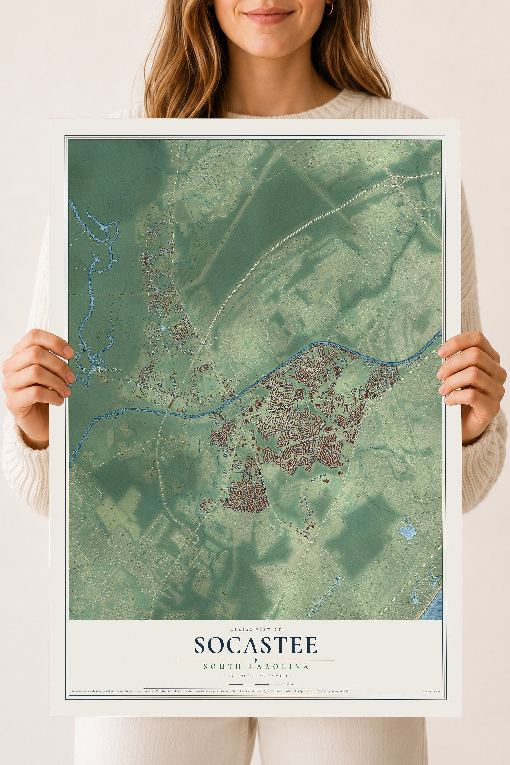Map of Socastee, South Carolina, 18 x 24 inch unframed archival matte print