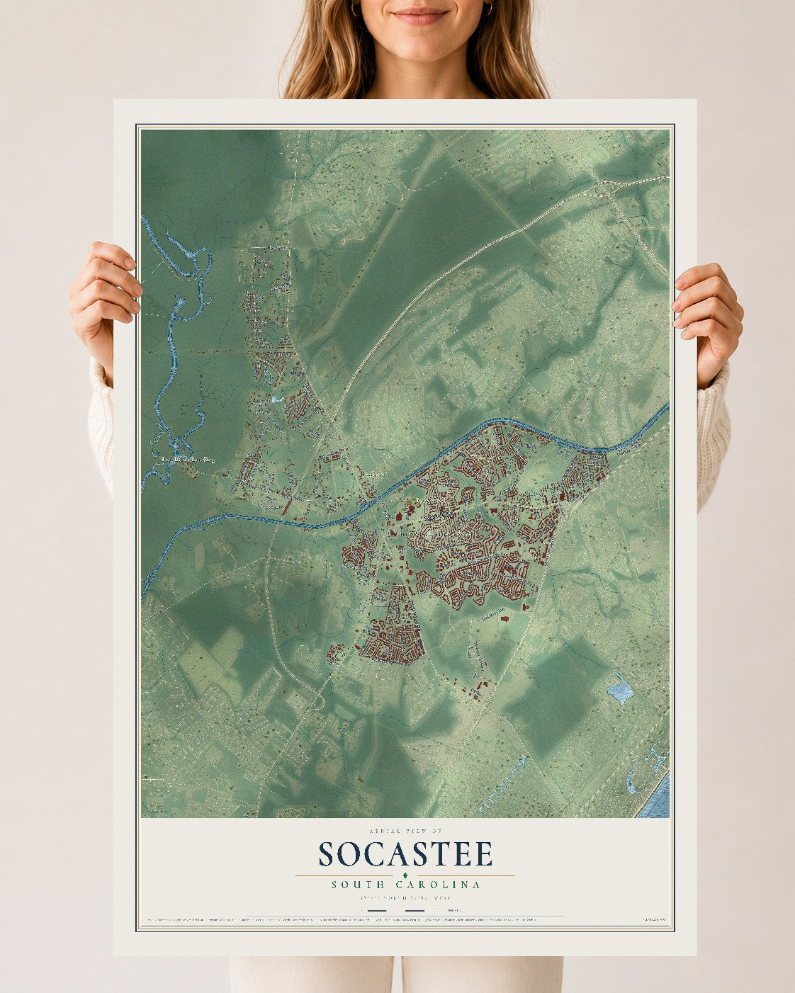 Map of Socastee, South Carolina, 24 x 36 inch unframed archival matte print