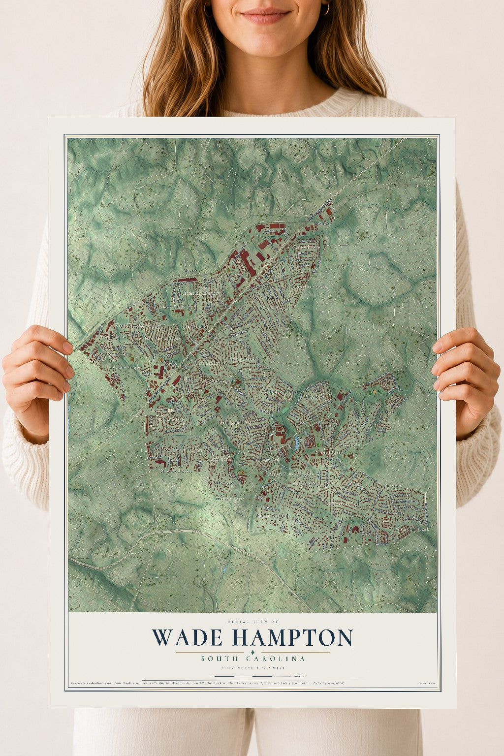 Map of Wade Hampton, South Carolina, 18 x 24 inch unframed archival matte print
