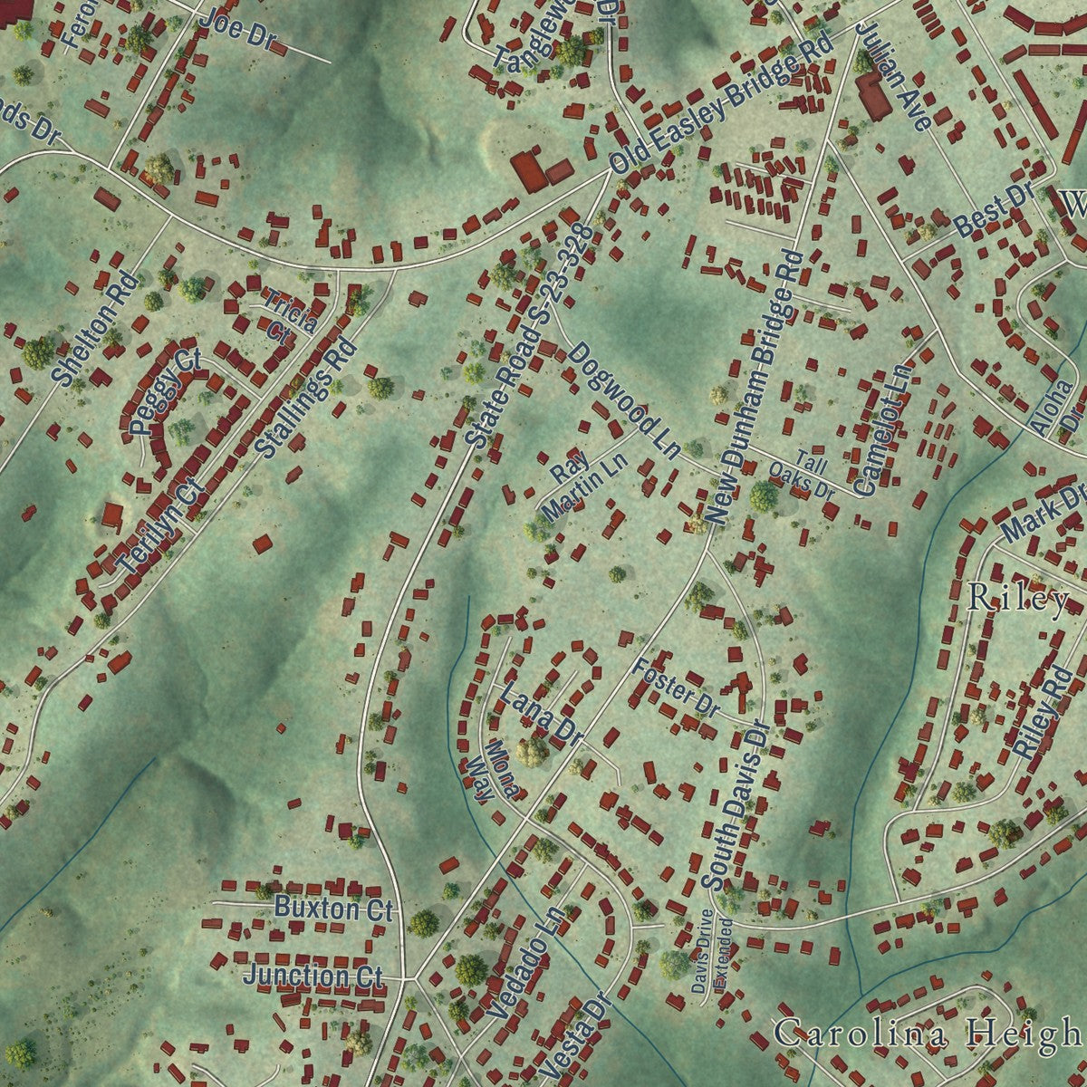 Second close-up of the map of Welcome, South Carolina print showing more streets and buildings