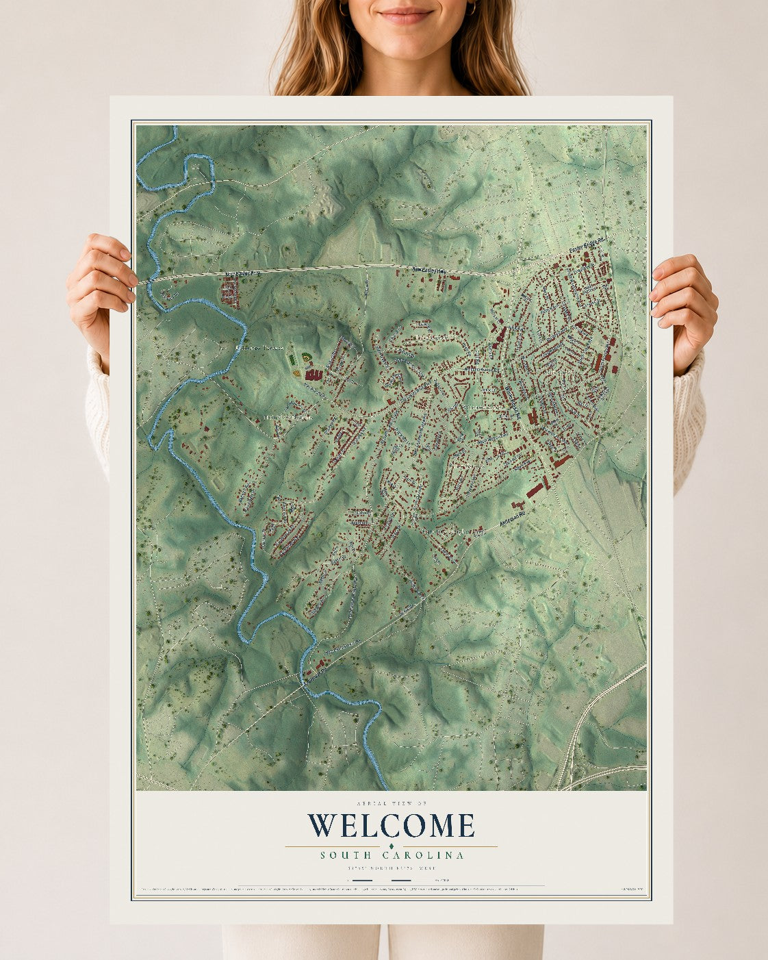 Map of Welcome, South Carolina, 24 x 36 inch unframed archival matte print