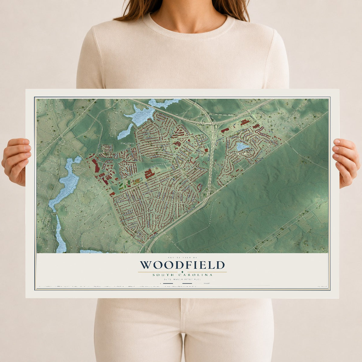 Map of Woodfield, South Carolina, 12 x 18 inch unframed archival matte print