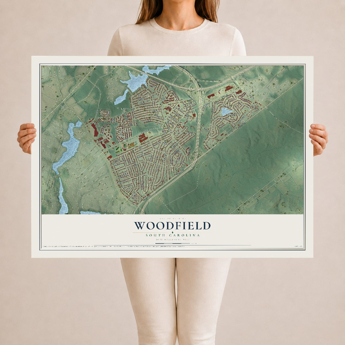 Map of Woodfield, South Carolina, 24 x 36 inch unframed archival matte print