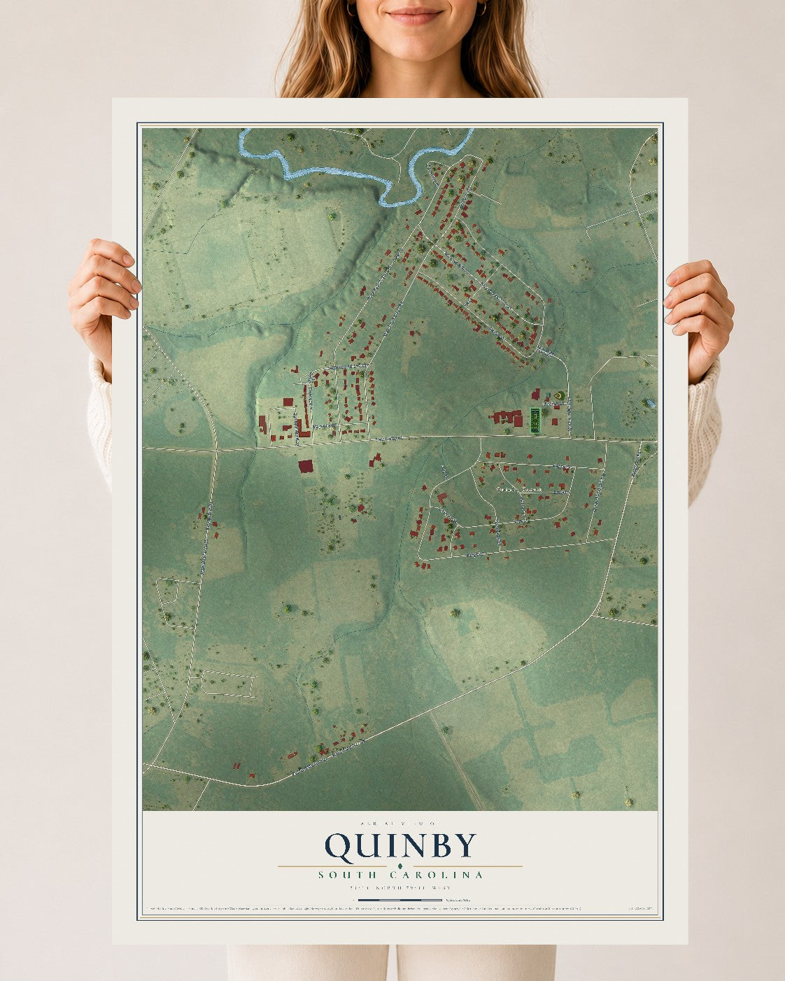 Map of Quinby, South Carolina, 24 x 36 inch unframed archival matte print
