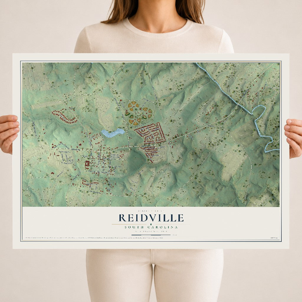 Map of Reidville, South Carolina, 18 x 24 inch unframed archival matte print