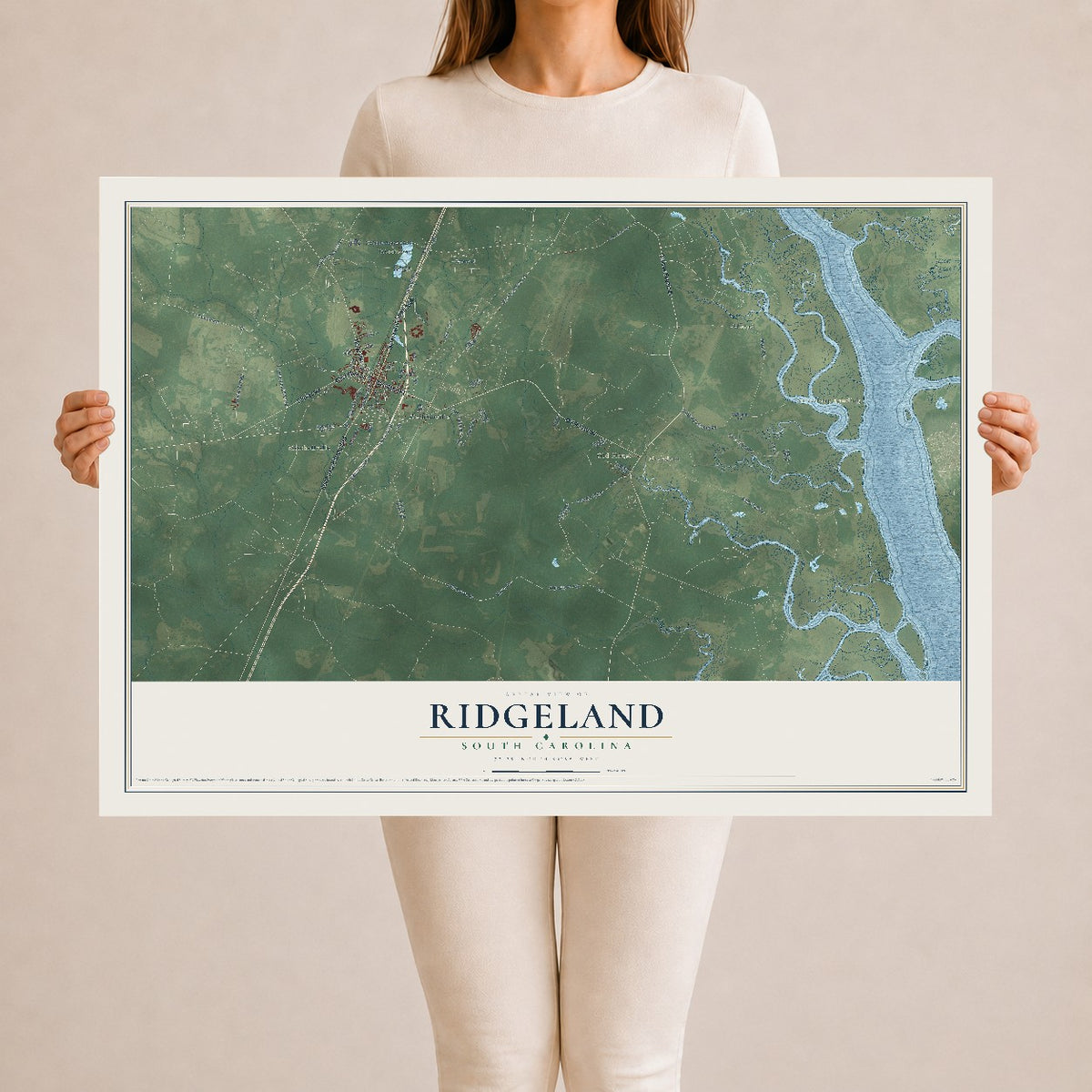 Map of Ridgeland, South Carolina, 24 x 36 inch unframed archival matte print
