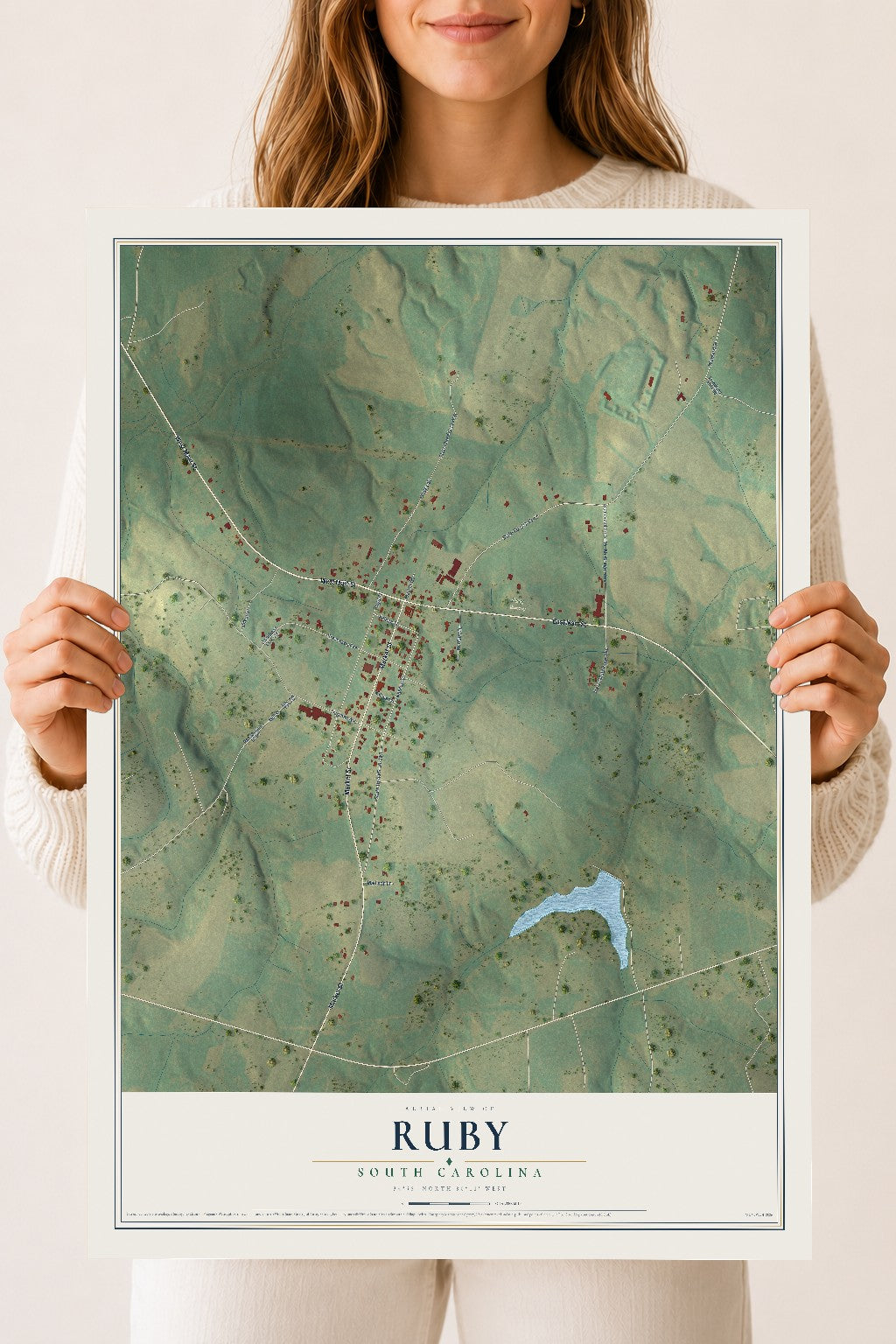 Map of Ruby, South Carolina, 18 x 24 inch unframed archival matte print