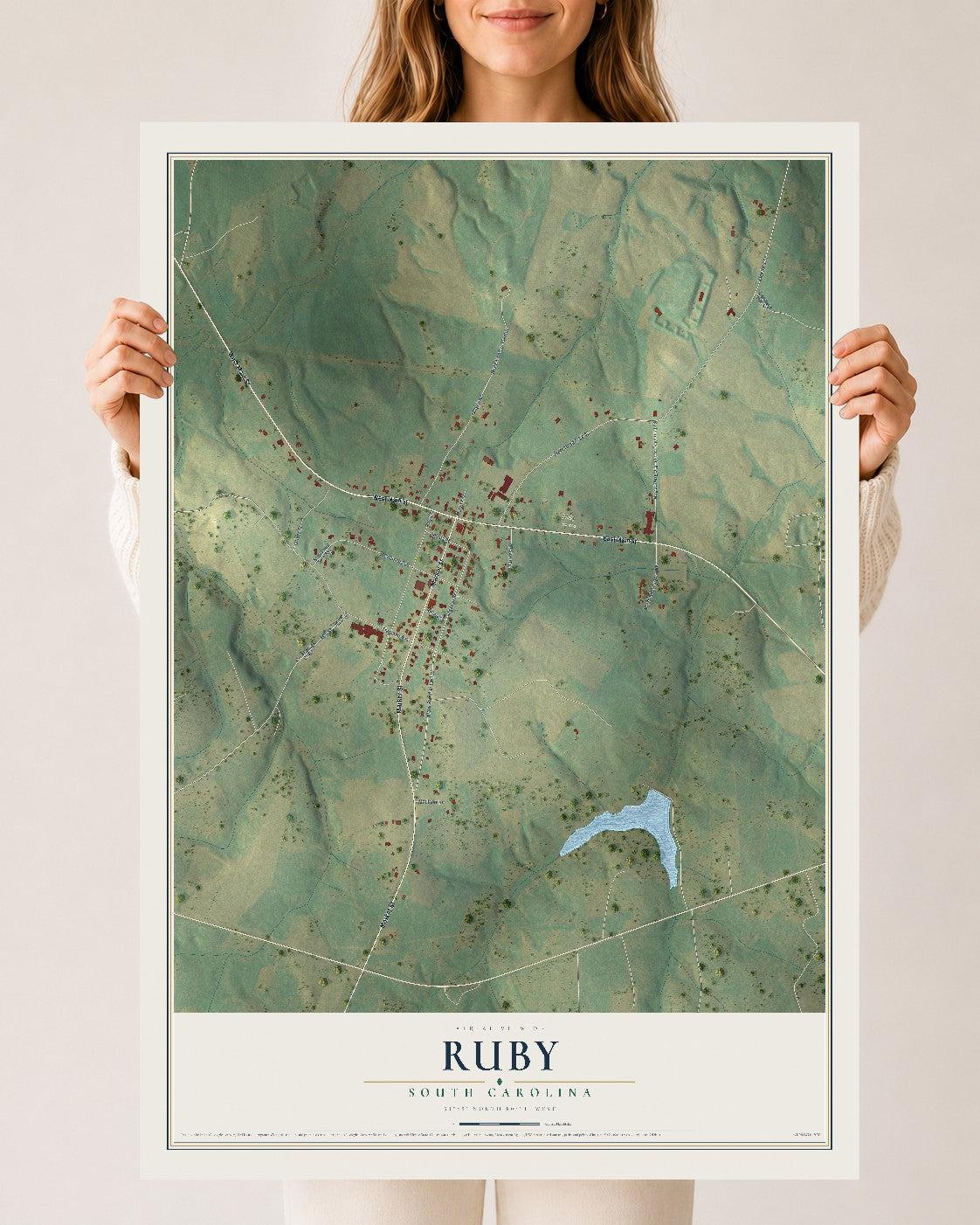 Map of Ruby, South Carolina, 24 x 36 inch unframed archival matte print
