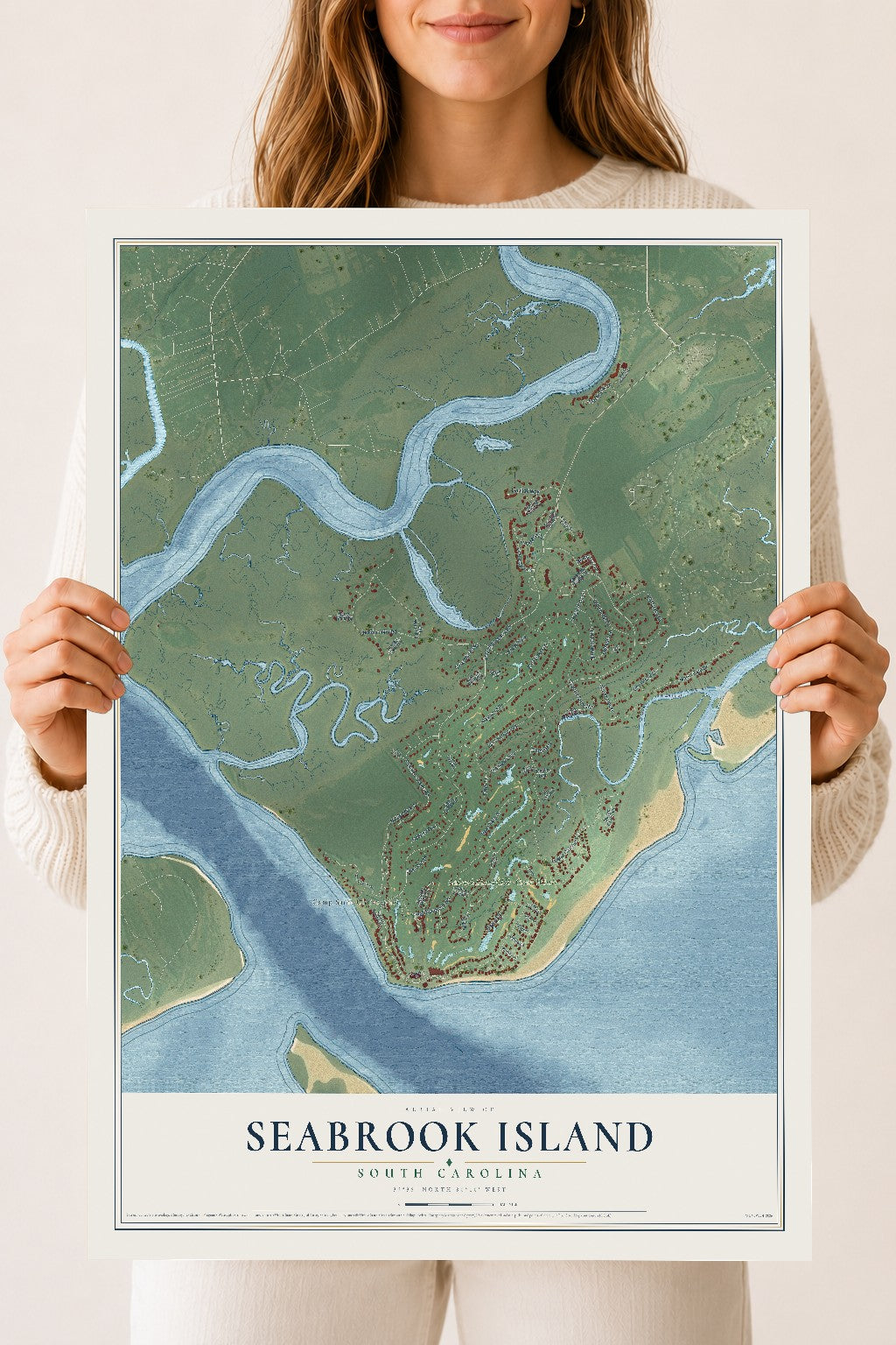 Map of Seabrook Island, South Carolina, 18 x 24 inch unframed archival matte print
