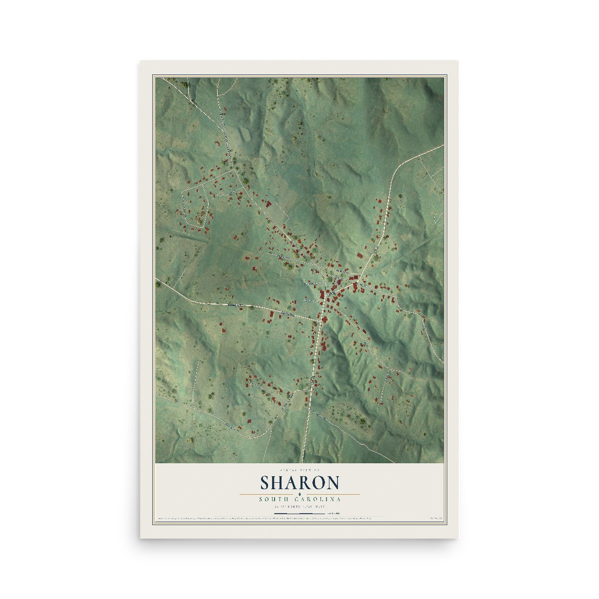 Map of Sharon, South Carolina, 12 x 18 inch unframed archival matte print
