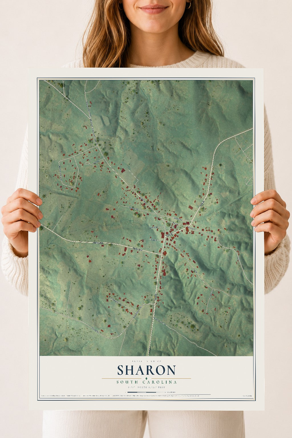 Map of Sharon, South Carolina, 18 x 24 inch unframed archival matte print