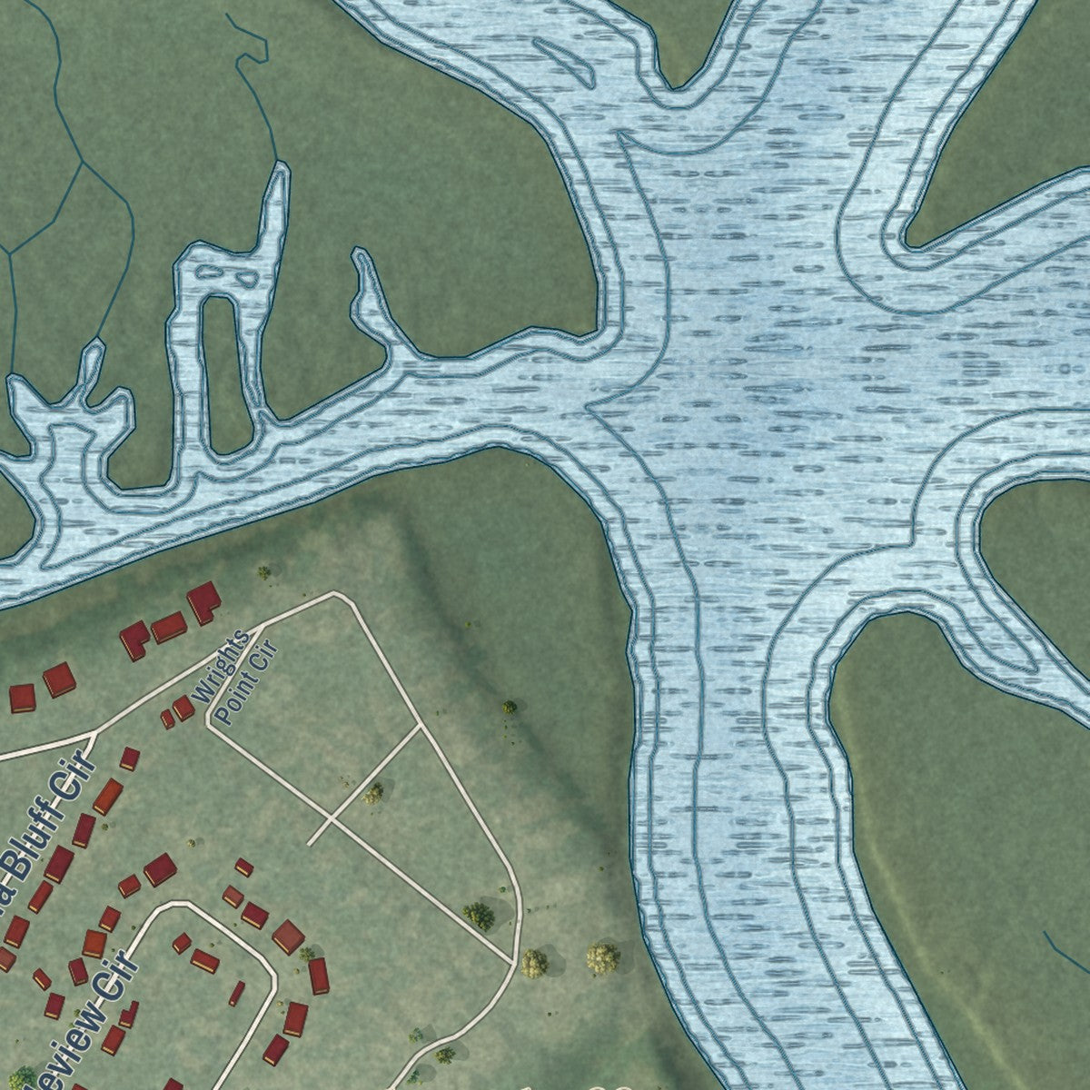 Close-up of the map of Shell Point, South Carolina print showing street and building detail