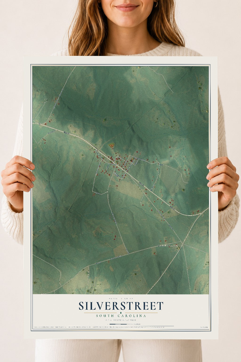 Map of Silverstreet, South Carolina, 18 x 24 inch unframed archival matte print