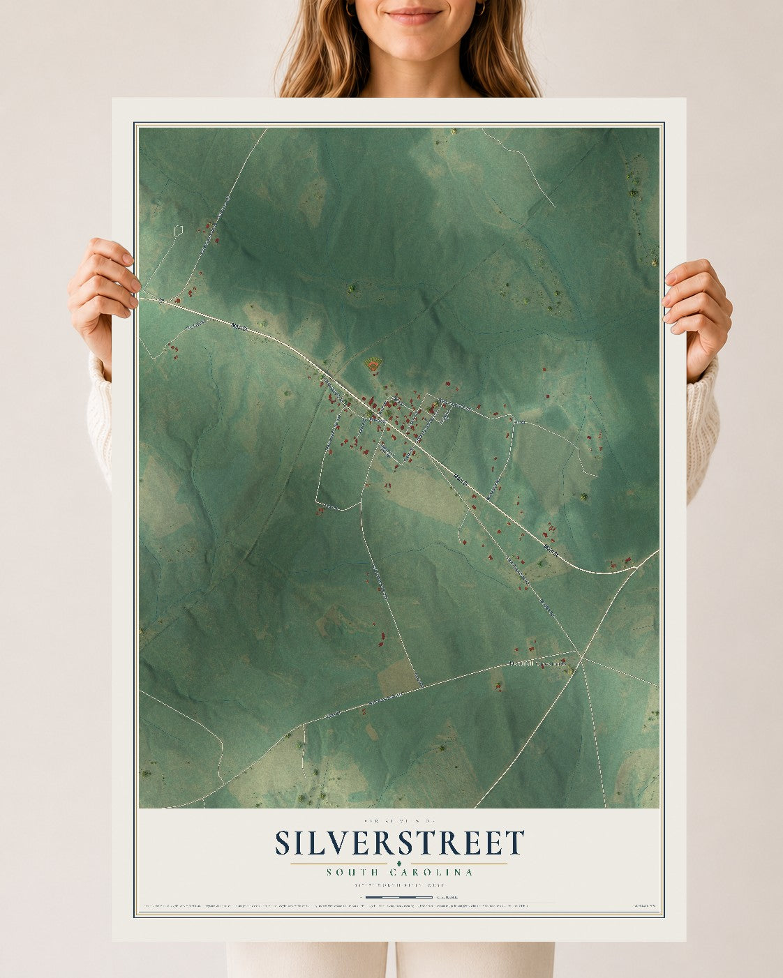 Map of Silverstreet, South Carolina, 24 x 36 inch unframed archival matte print