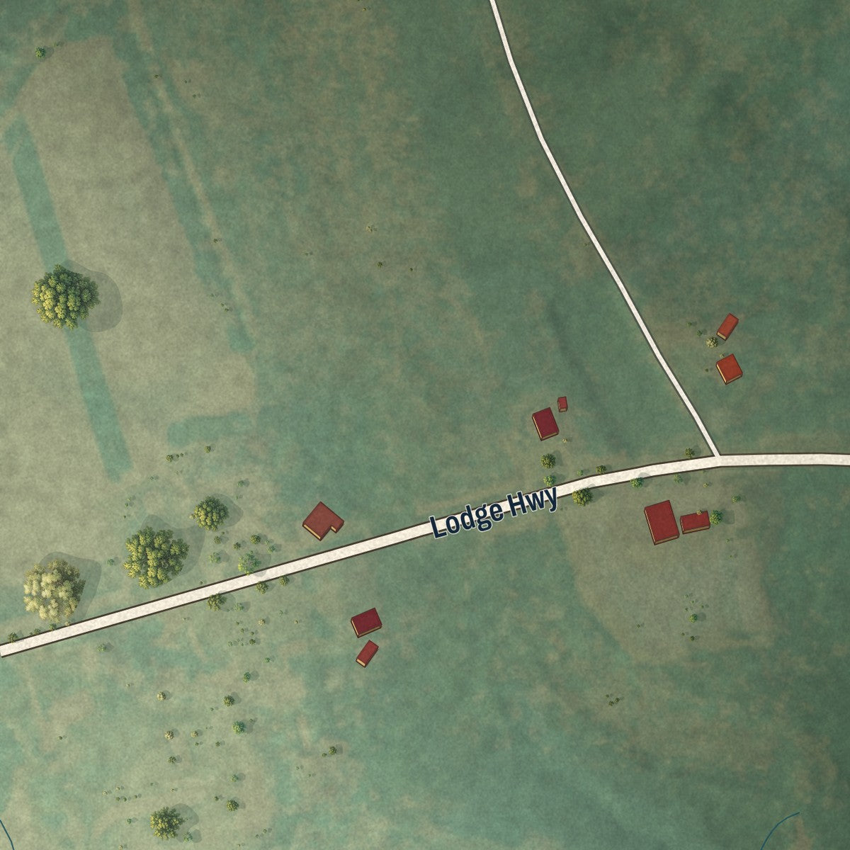 Second close-up of the map of Smoaks, South Carolina print showing more streets and buildings