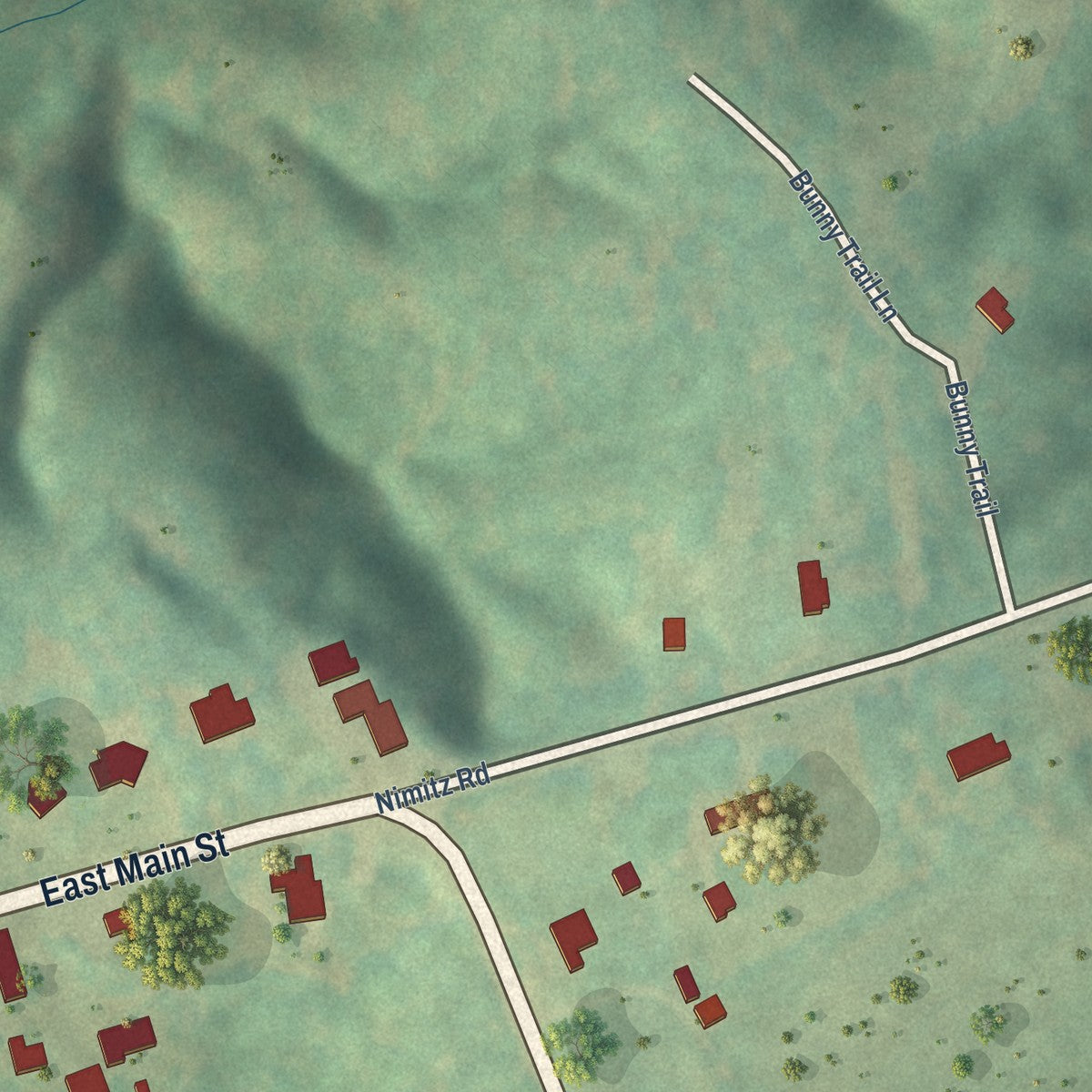 Close-up of the map of Smyrna, South Carolina print showing street and building detail