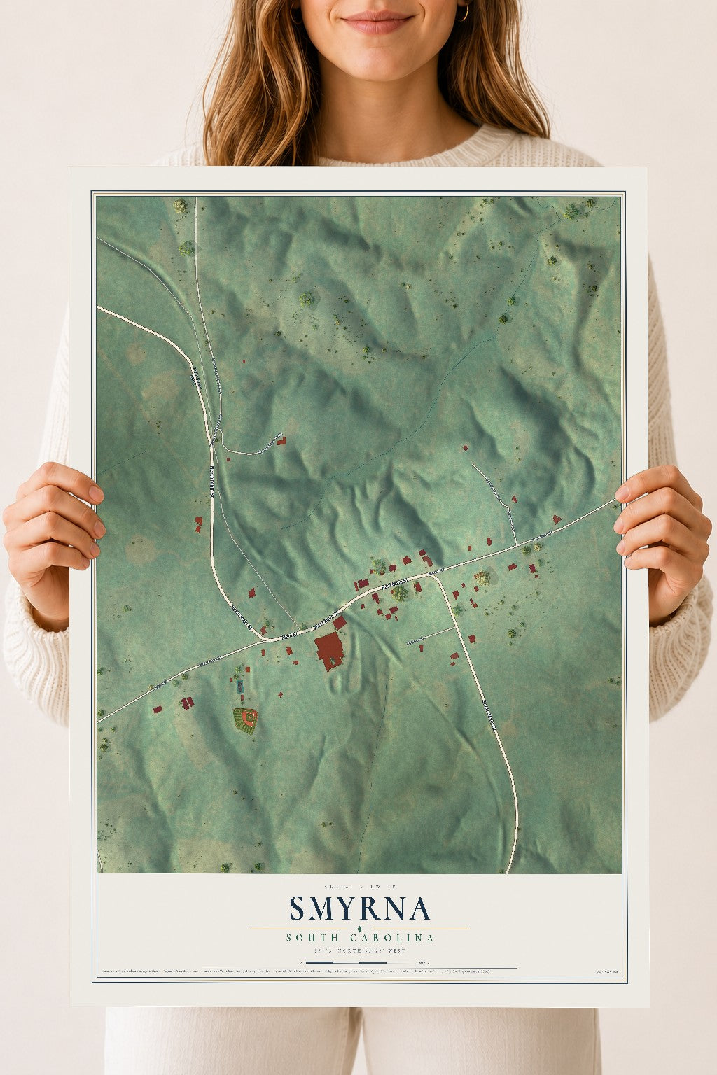 Map of Smyrna, South Carolina, 18 x 24 inch unframed archival matte print