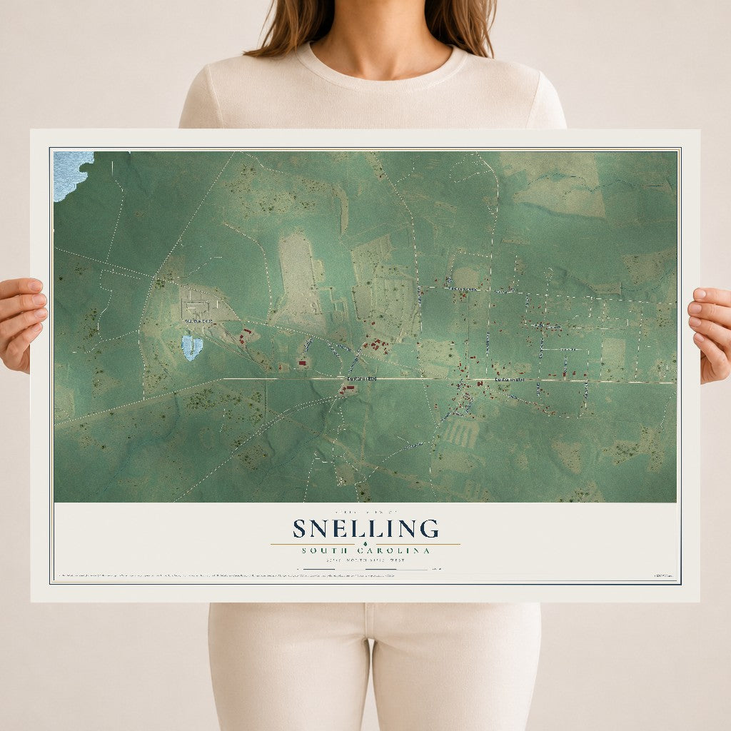 Map of Snelling, South Carolina, 18 x 24 inch unframed archival matte print