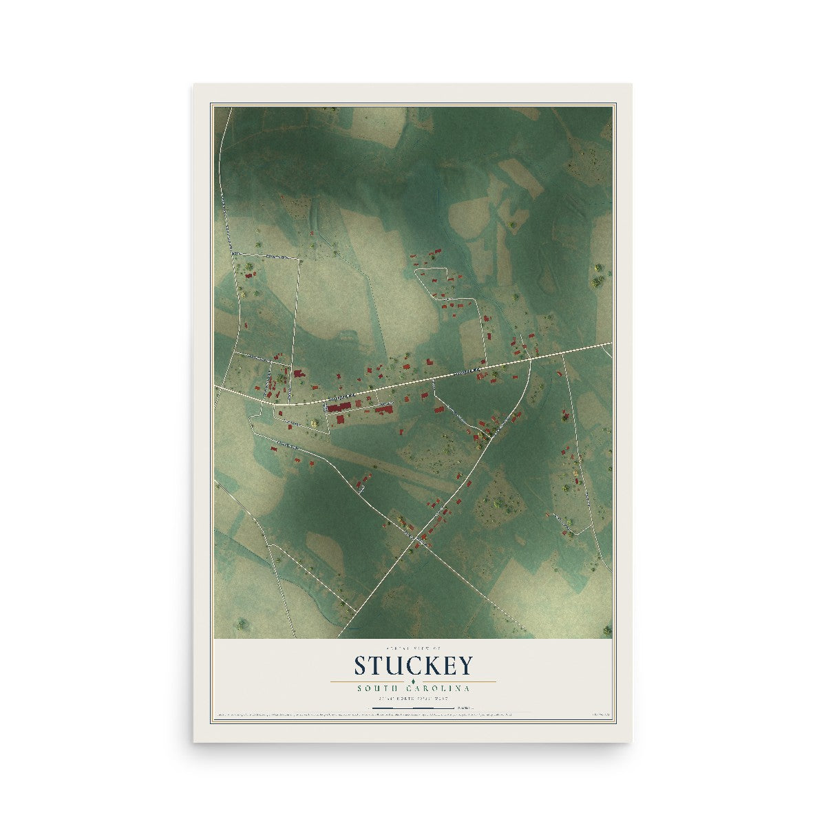 Map of Stuckey, South Carolina, 12 x 18 inch unframed archival matte print