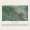 West Ashley, South Carolina map print, the full design
