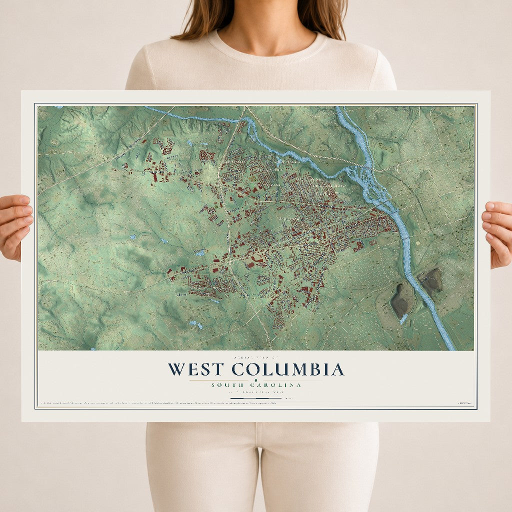 Map of West Columbia, South Carolina, 18 x 24 inch unframed archival matte print