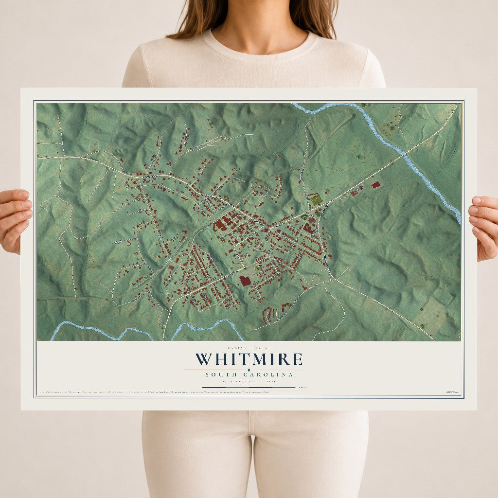 Map of Whitmire, South Carolina, 18 x 24 inch unframed archival matte print