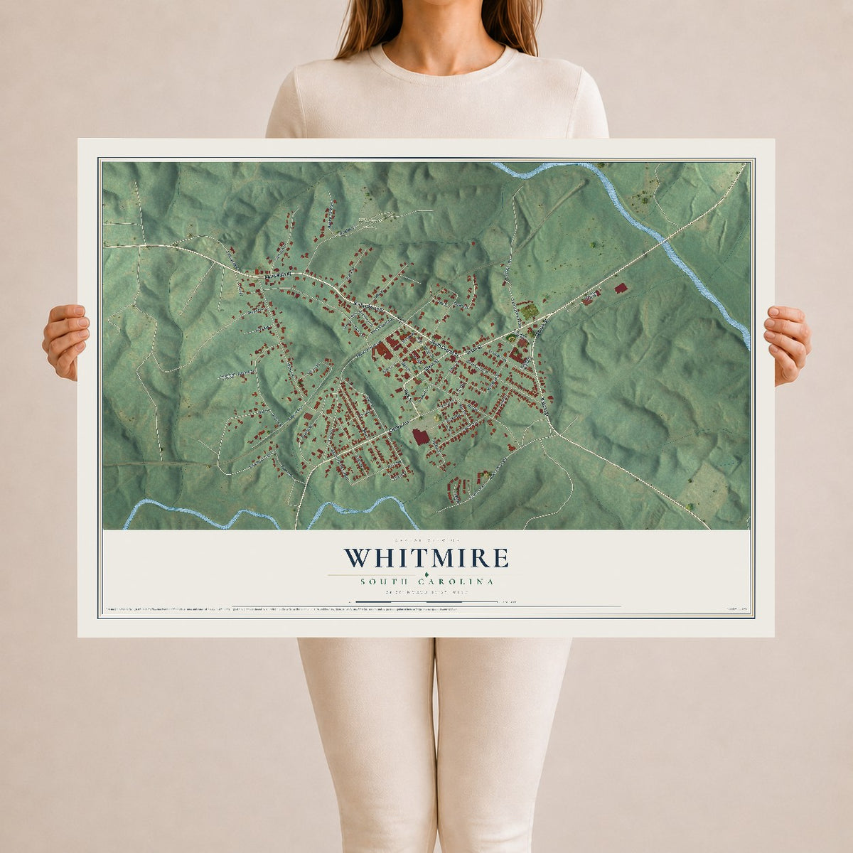 Map of Whitmire, South Carolina, 24 x 36 inch unframed archival matte print