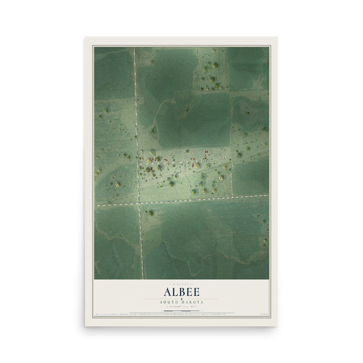 Map of Albee, South Dakota, 12 x 18 inch unframed archival matte print