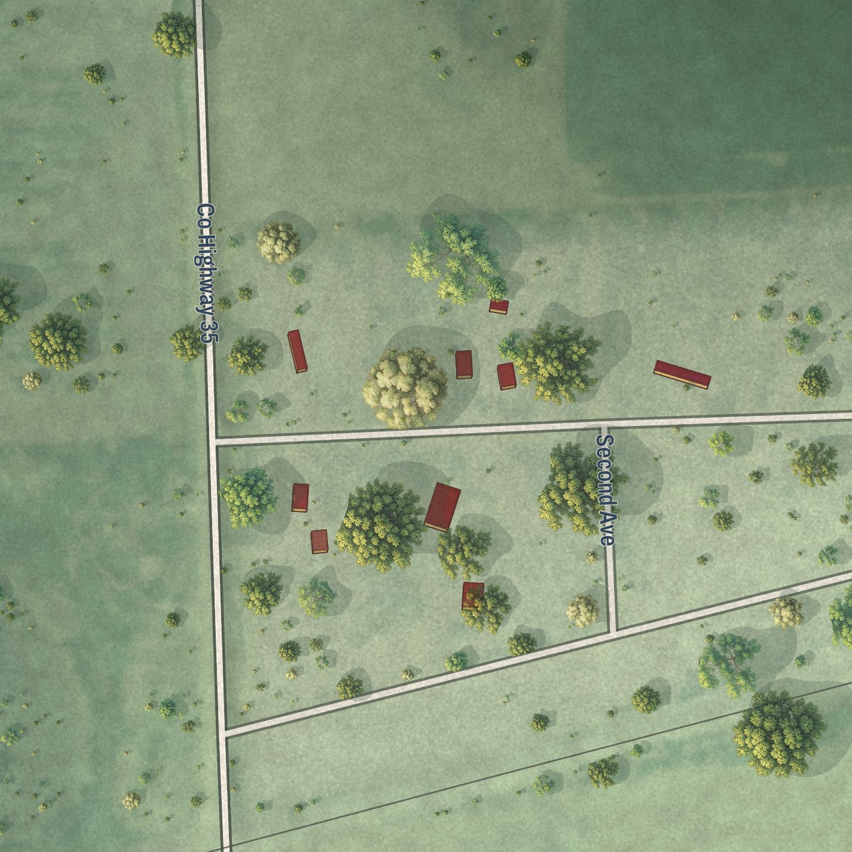 Close-up of the map of Albee, South Dakota print showing street and building detail