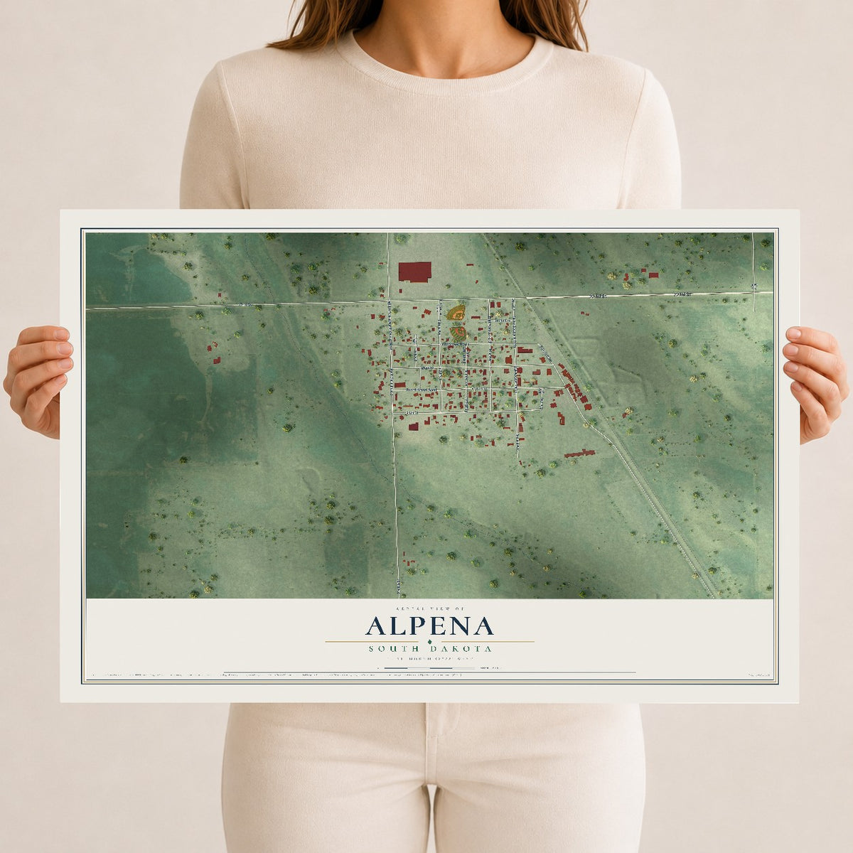 Map of Alpena, South Dakota, 12 x 18 inch unframed archival matte print