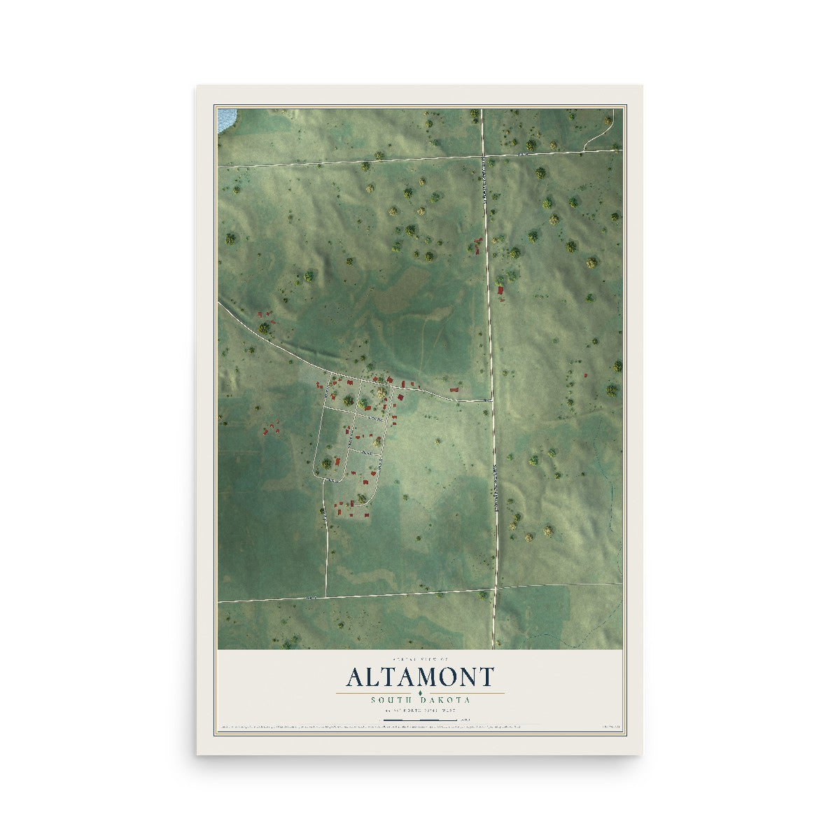 Map of Altamont, South Dakota, 12 x 18 inch unframed archival matte print