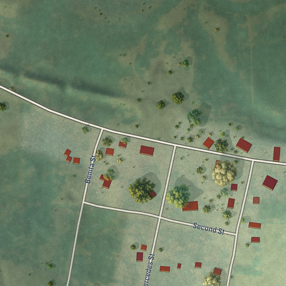 Close-up of the map of Altamont, South Dakota print showing street and building detail