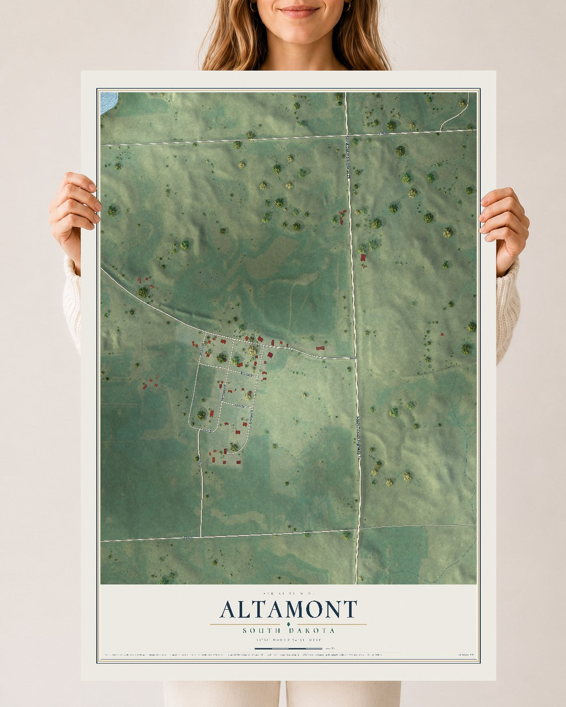 Map of Altamont, South Dakota, 24 x 36 inch unframed archival matte print