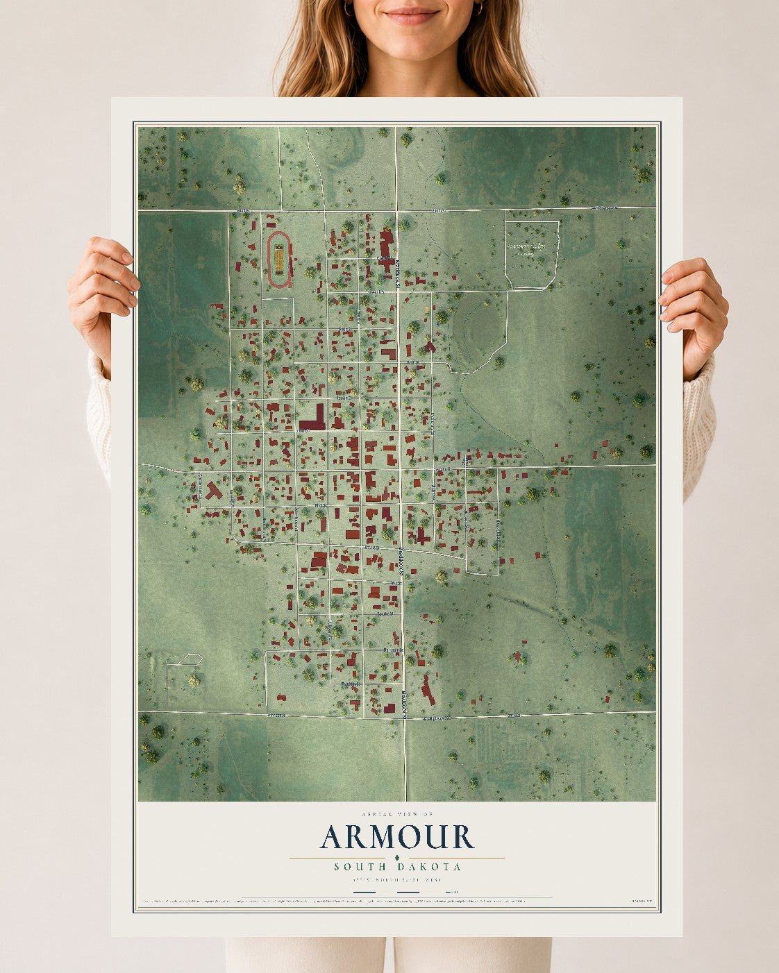 Map of Armour, South Dakota, 24 x 36 inch unframed archival matte print