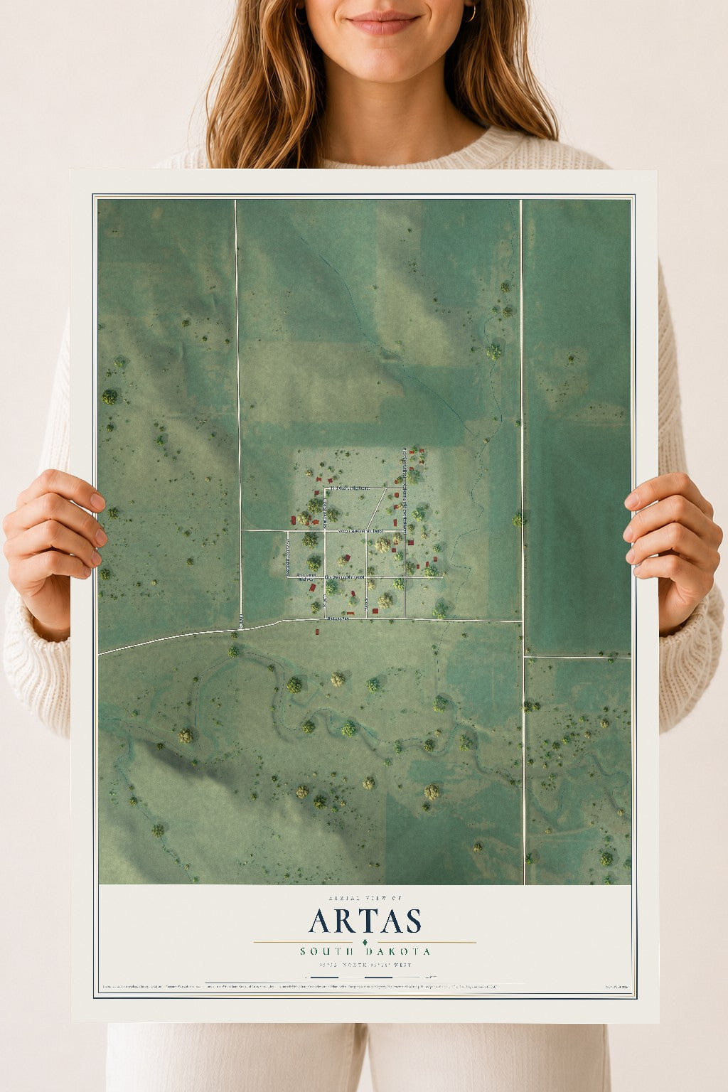 Map of Artas, South Dakota, 18 x 24 inch unframed archival matte print