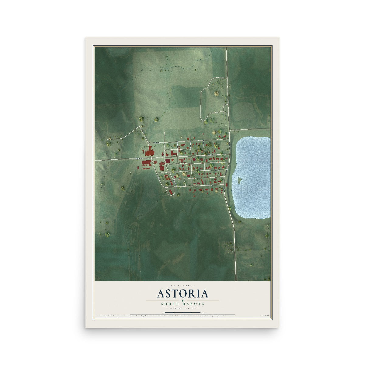 Map of Astoria, South Dakota, 12 x 18 inch unframed archival matte print