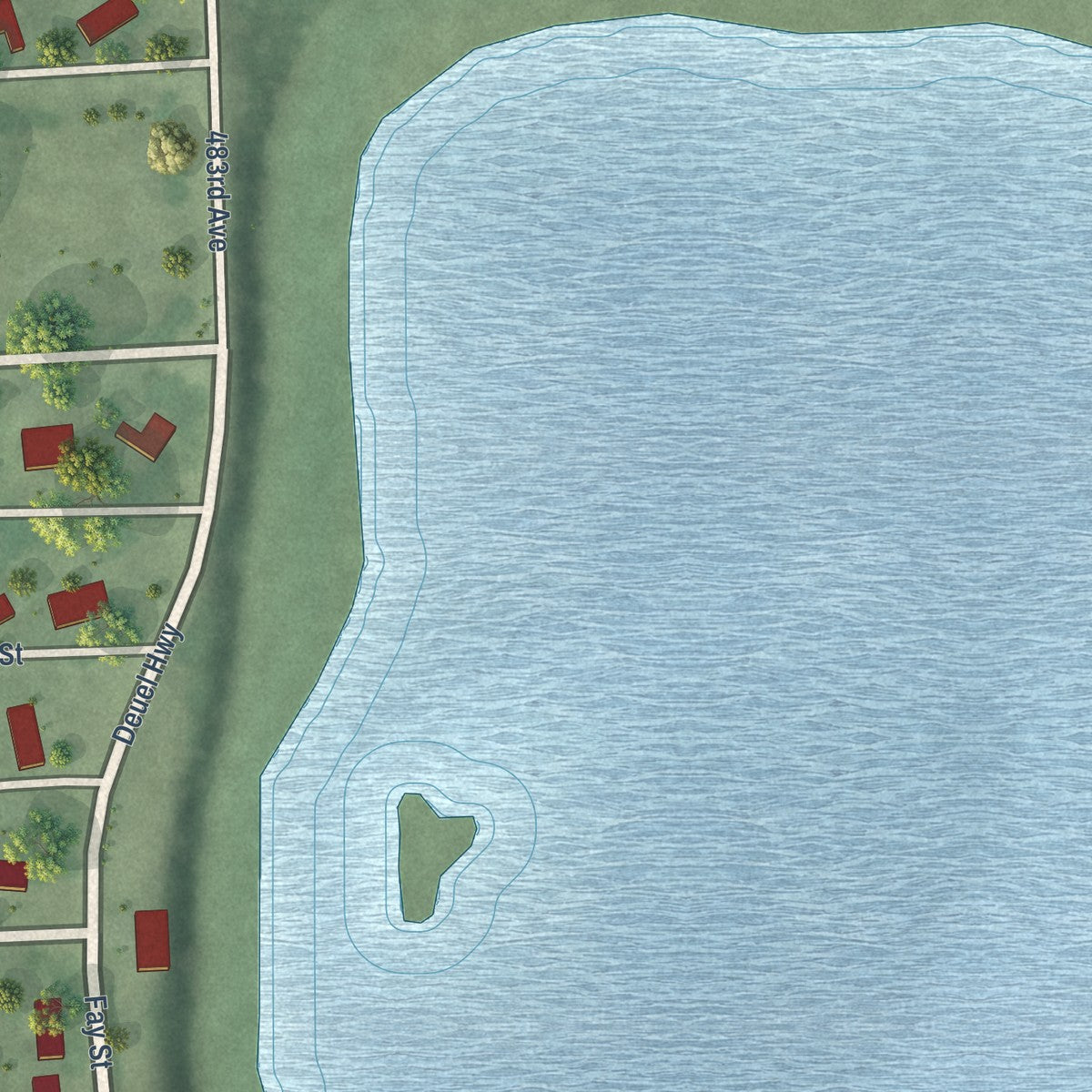 Second close-up of the map of Astoria, South Dakota print showing more streets and buildings