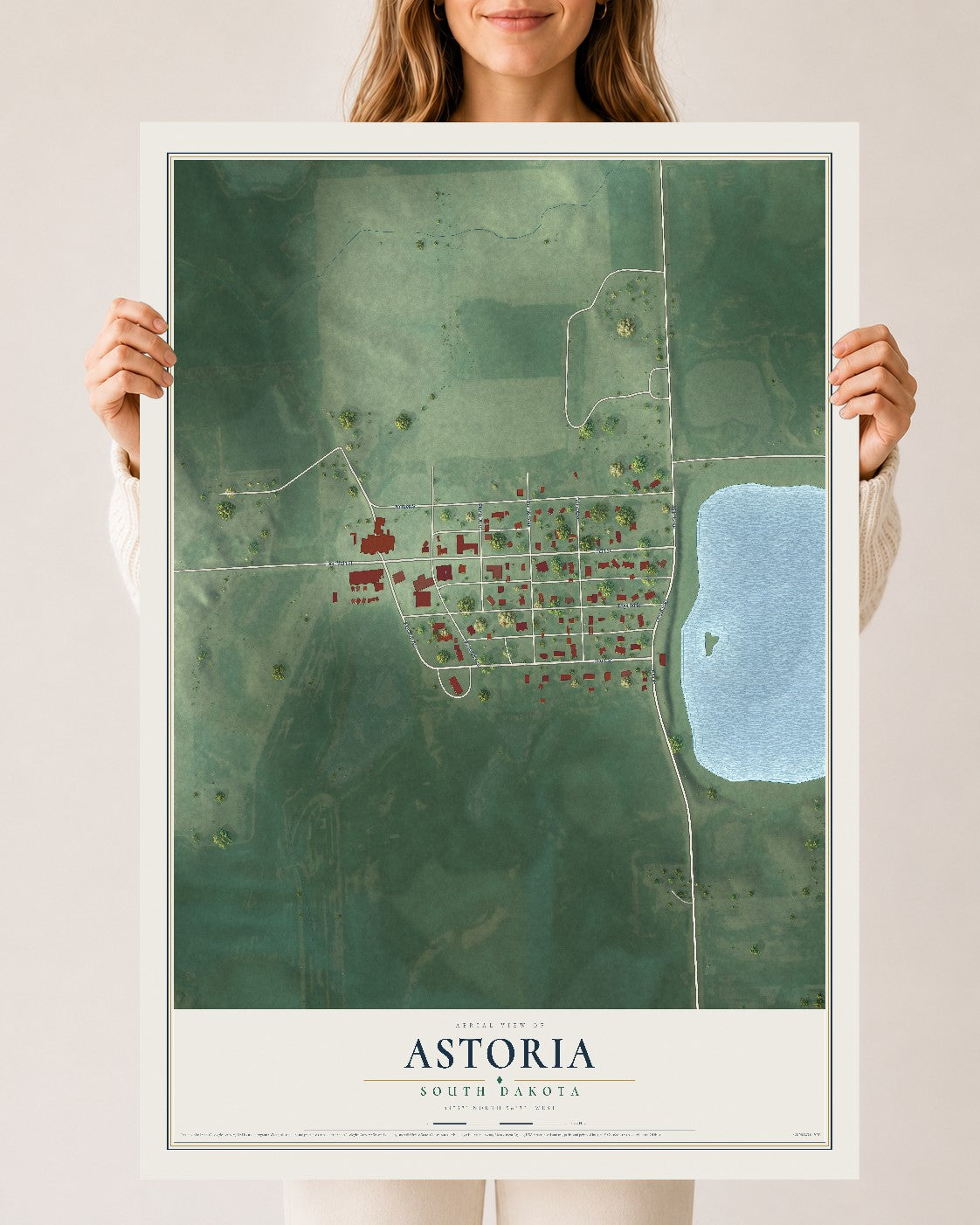 Map of Astoria, South Dakota, 24 x 36 inch unframed archival matte print