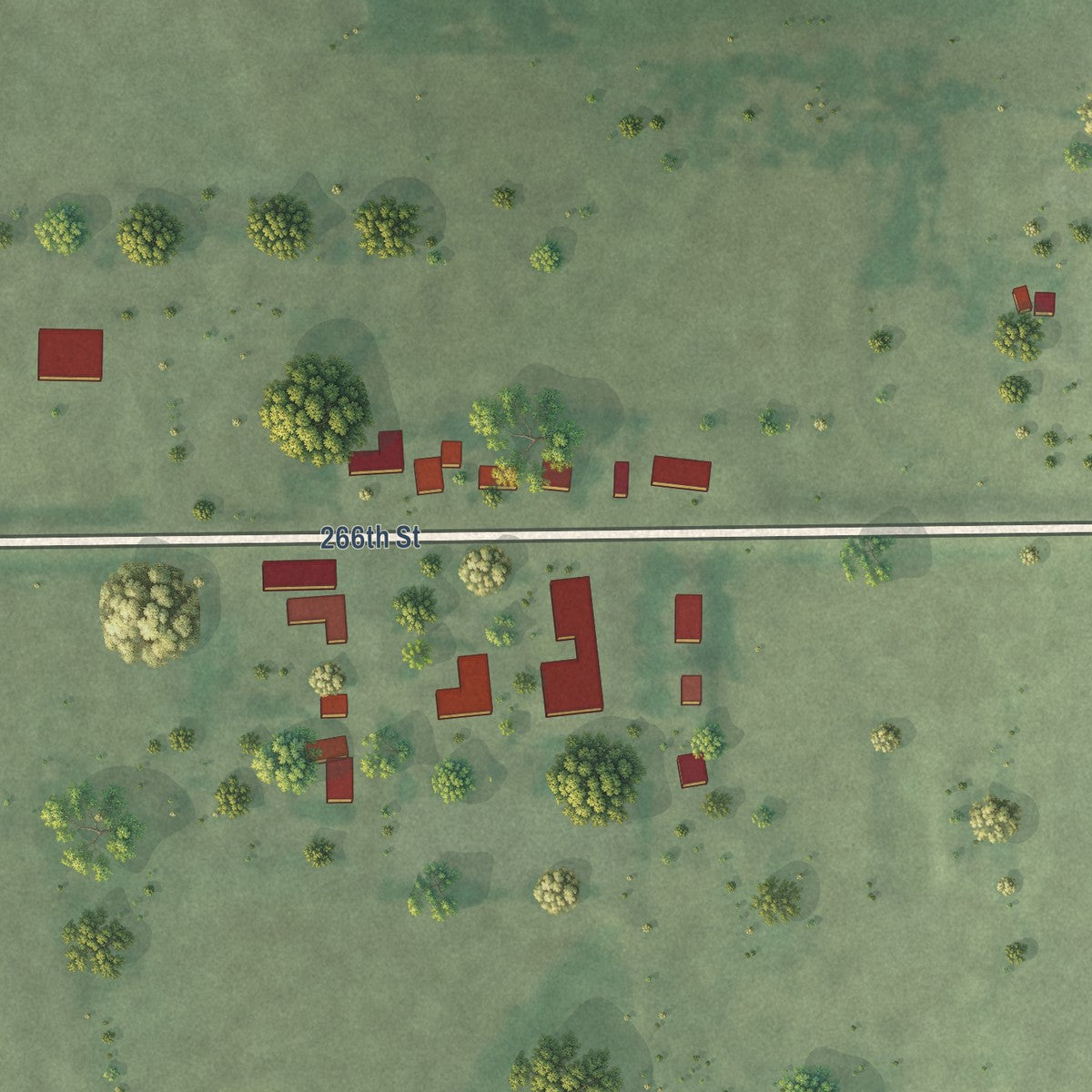 Close-up of the map of Aurora Center, South Dakota print showing street and building detail