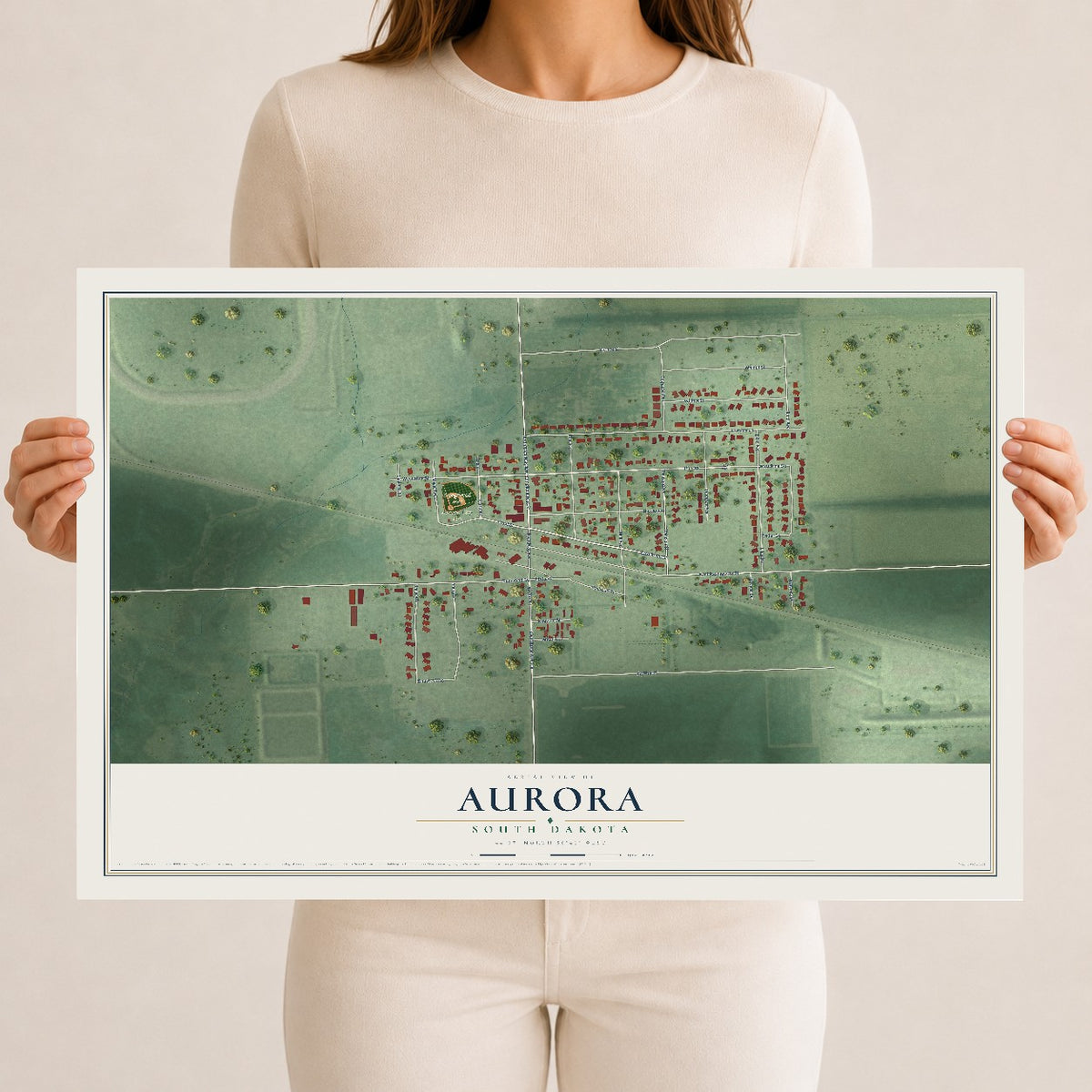 Map of Aurora, South Dakota, 12 x 18 inch unframed archival matte print
