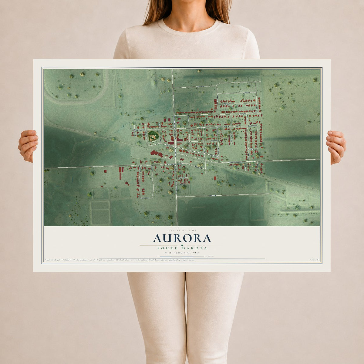 Map of Aurora, South Dakota, 24 x 36 inch unframed archival matte print