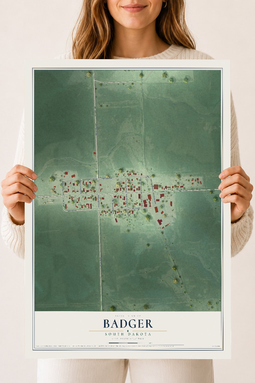 Map of Badger, South Dakota, 18 x 24 inch unframed archival matte print