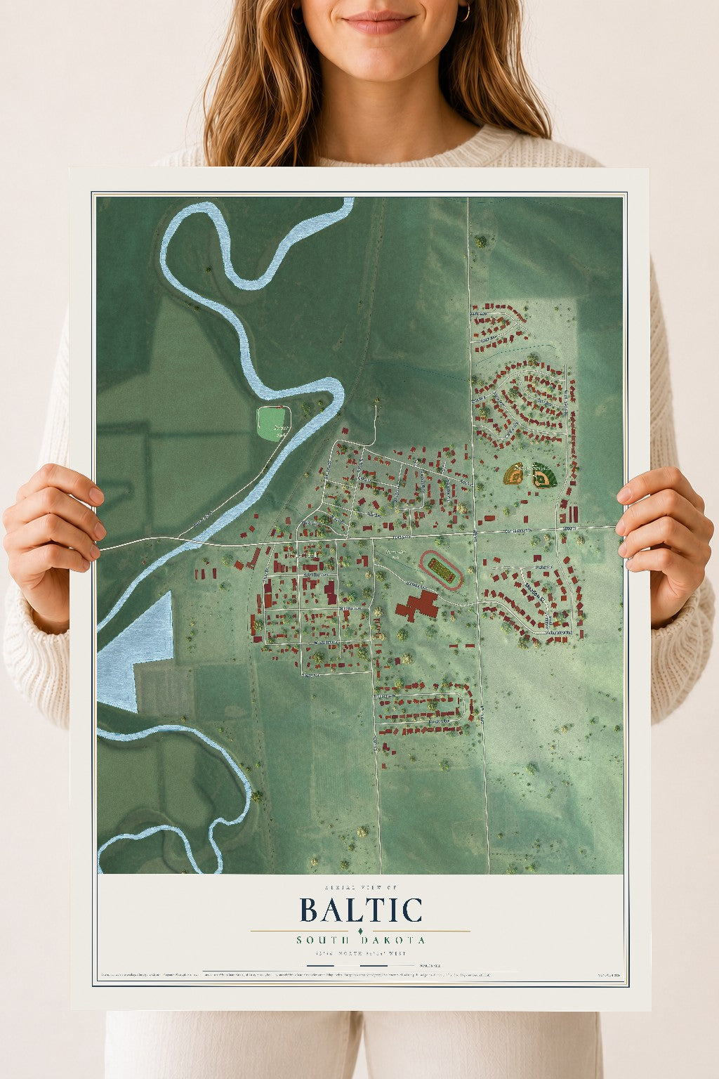 Map of Baltic, South Dakota, 18 x 24 inch unframed archival matte print