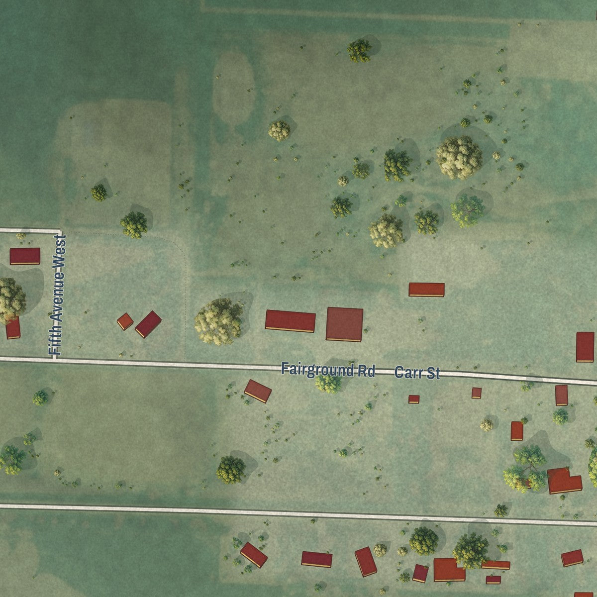 Second close-up of the map of Bison, South Dakota print showing more streets and buildings