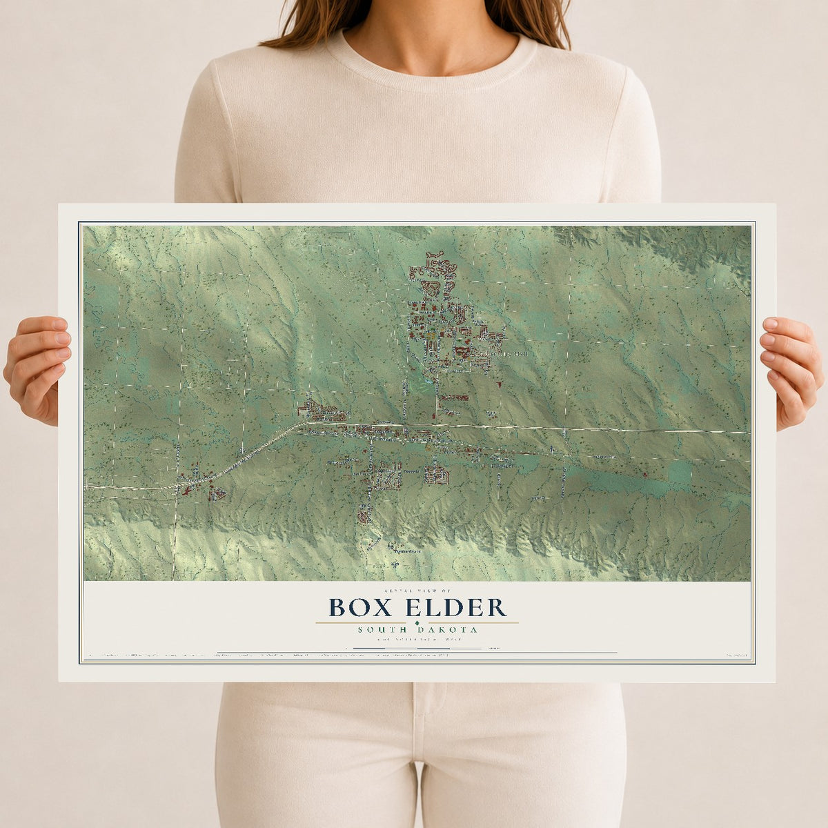 Map of Box Elder, South Dakota, 12 x 18 inch unframed archival matte print