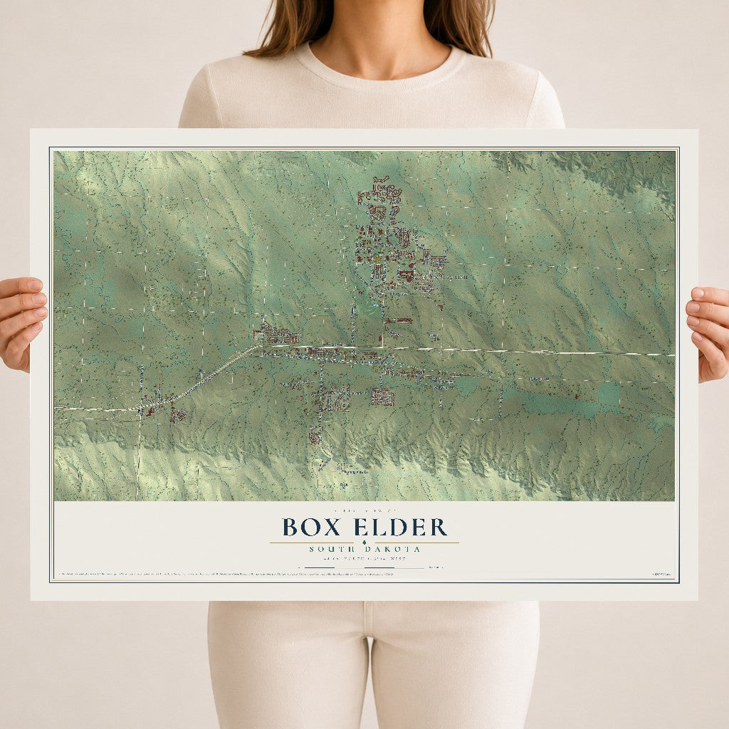 Map of Box Elder, South Dakota, 18 x 24 inch unframed archival matte print
